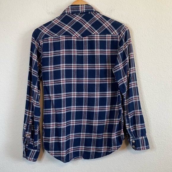 Jachs Girlfriend Bea Blue Plaid Ladies Flannel Shirt Size Small - Picture 7 of 9
